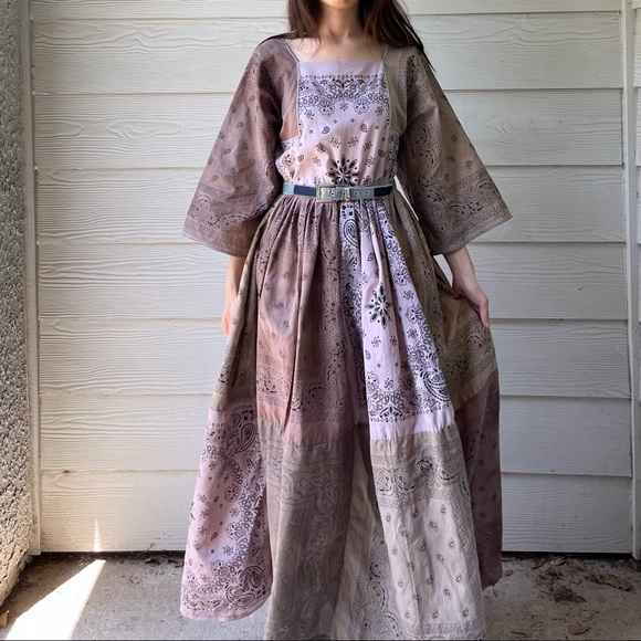 Handmade Bandana Dress SKU 02858 Muddy Earthy Maxi - Picture 7 of 16